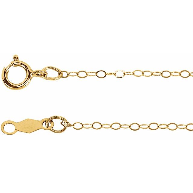 14K Yellow 1 mm Flat Cable 7 Chain 