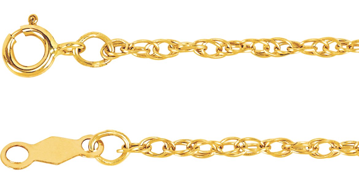 14K Yellow 1.5 mm Rope 20" Chain