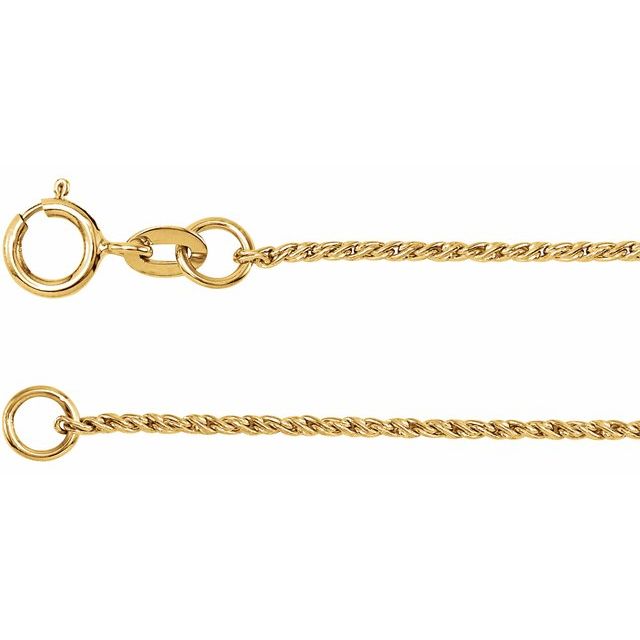 14K Yellow 1 mm Twisted Wheat 7" Chain

