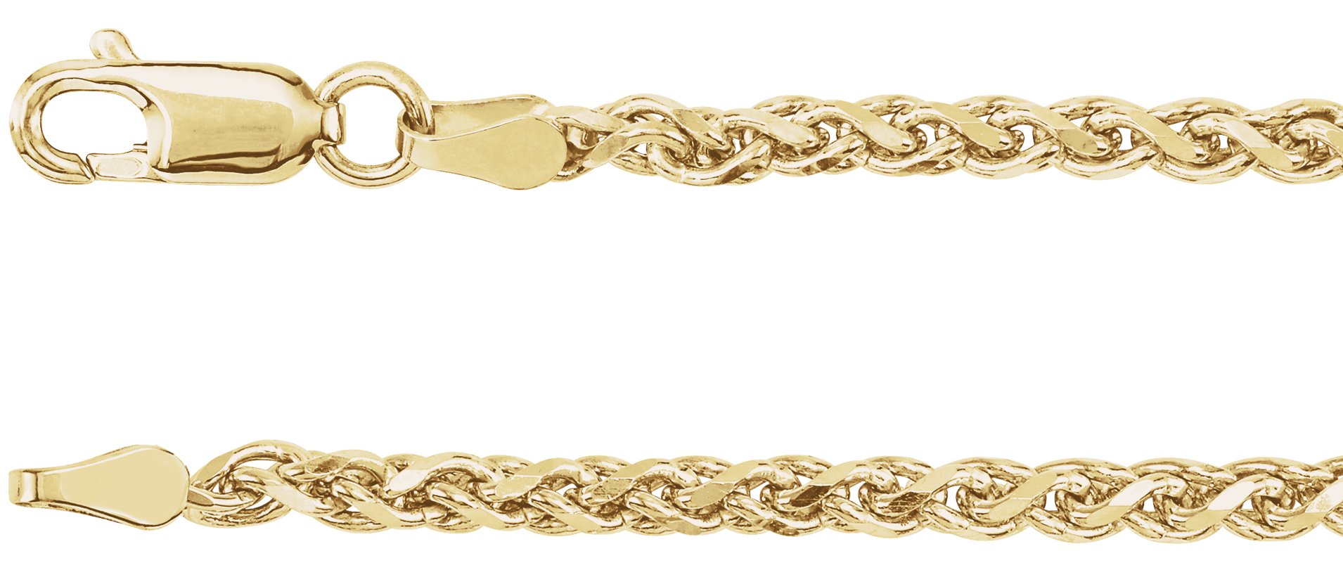 14K Yellow 2.75 mm Diamond-Cut Wheat 24" Chain
