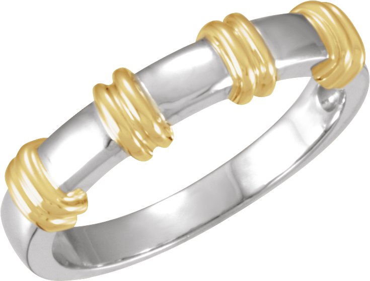 Bamboo Pattern Band – Platinum & 18K Yellow Gold