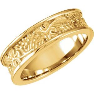 14K Yellow 6 mm Floral Band Size 8