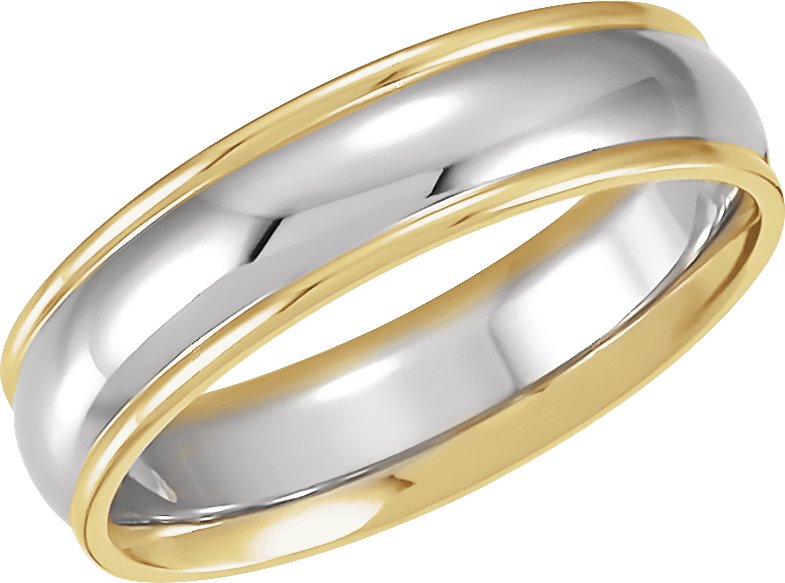 18K Yellow and Platinum and 18K Yellow 6 mm Grooved Band Size 10 Ref 93669