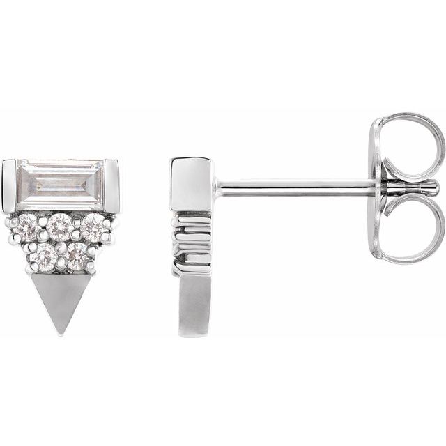 Sterling Silver 1/4 CTW Natural Diamond Geometric Earrings