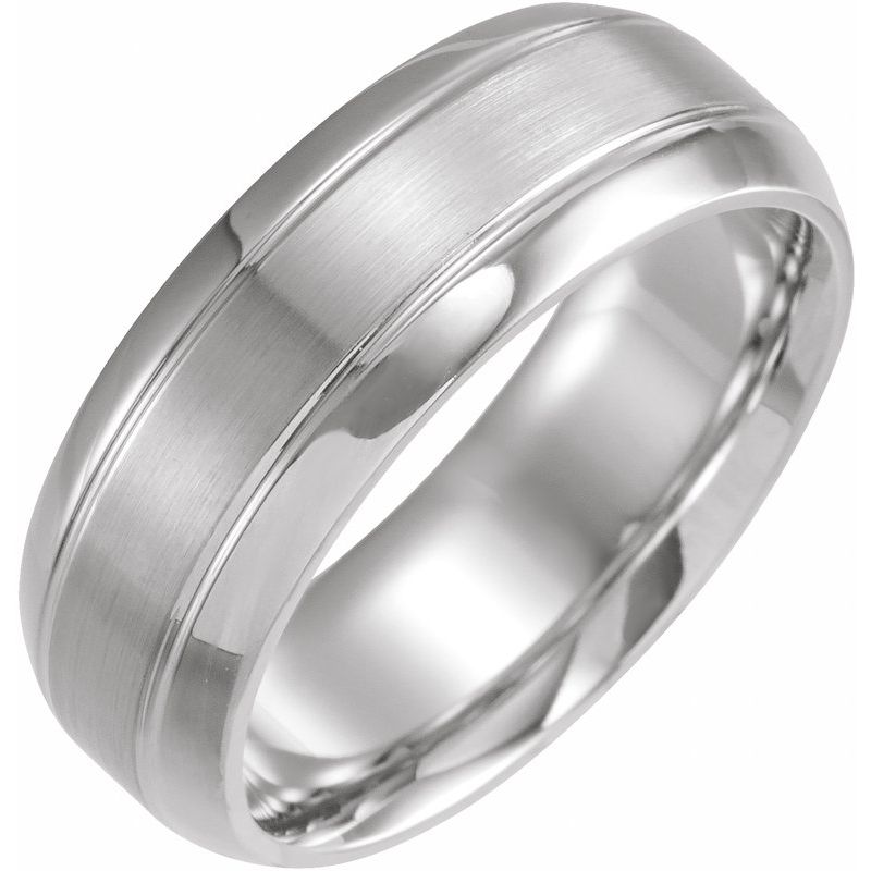 Beveled-Edge Grooved Comfort-Fit Half Round Band