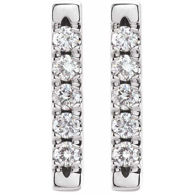 14K White 1/8 CTW Natural Diamond French-Set Bar Earrings