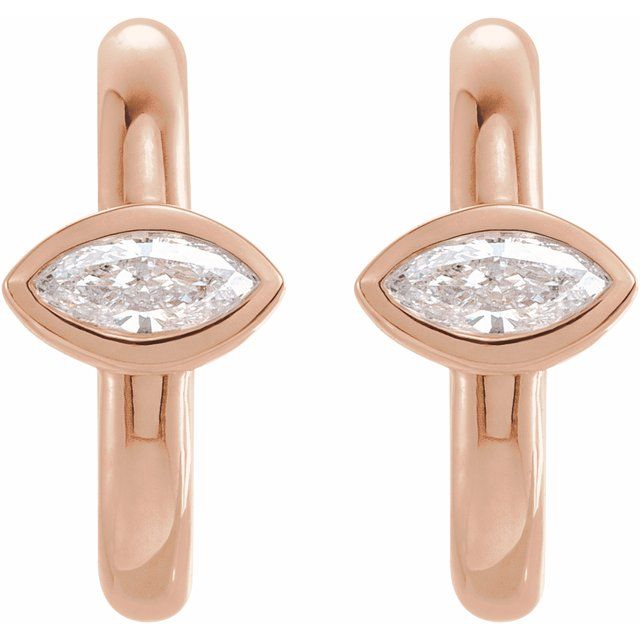 14K Rose 1/8 CTW Diamond Huggie Earrings