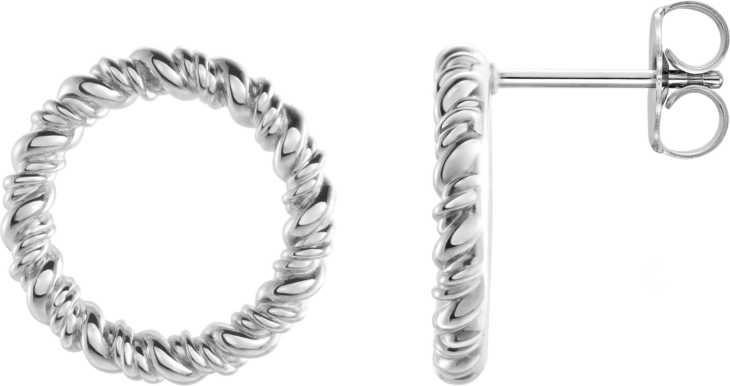 14K White 14.2 mm Circle Rope Earrings