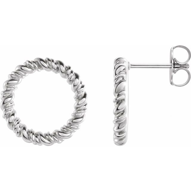 Platinum 14.2 mm Circle Rope Earrings