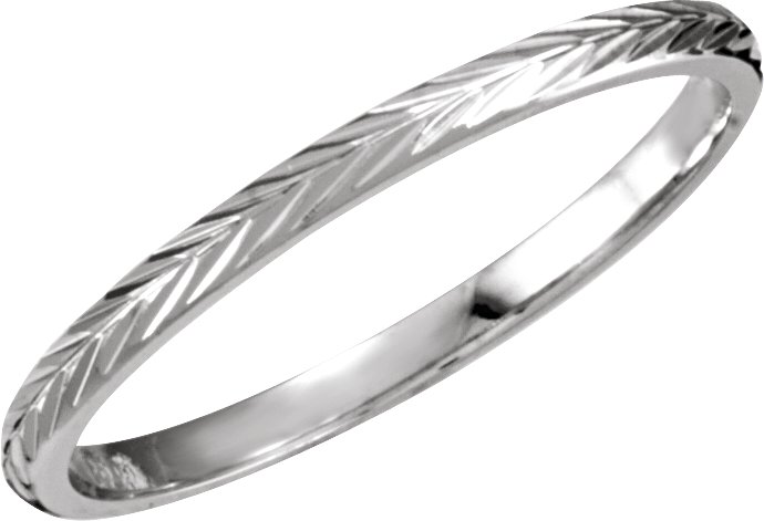 14K White Design-Engraved Band Size 8 