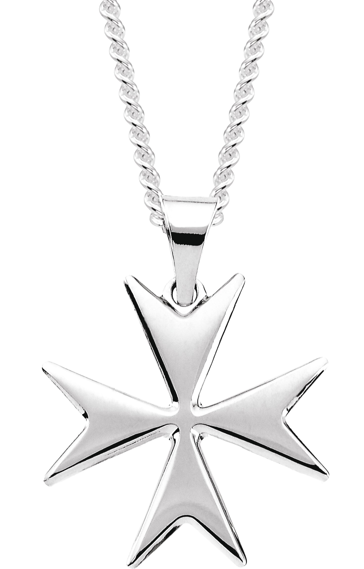 Sterling Silver Maltese Cross 24 inch Necklace