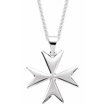 Sterling Silver Maltese Cross 24 inch Necklace