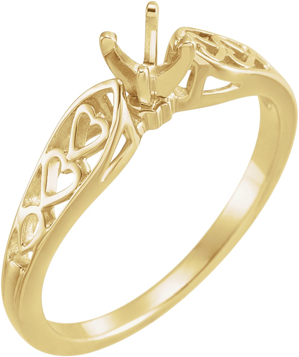 18K Yellow 3.7mm Round 4-Prong Solitaire Engagement Ring Mounting