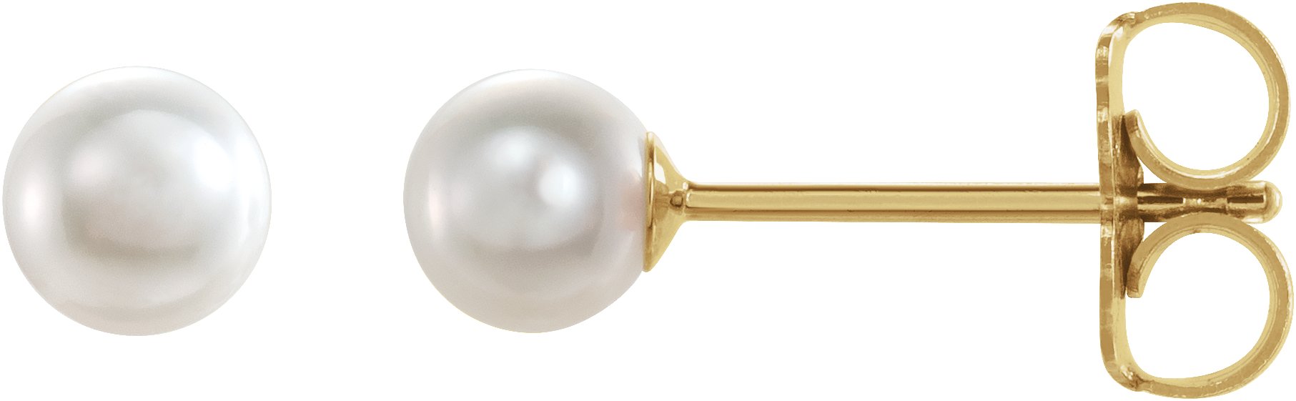 14K Yellow Cultured White Freshwater Pearl Earrings