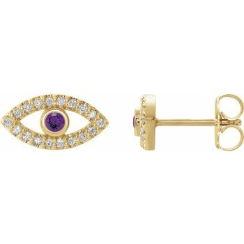 14K Yellow Amethyst and White Sapphire Earrings Ref. 15594005