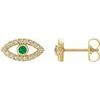 14K Yellow Emerald and White Sapphire Earrings Ref. 15594012
