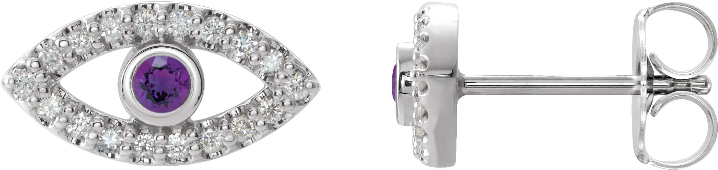 Sterling Silver Amethyst and White Sapphire Earrings Ref. 15594053