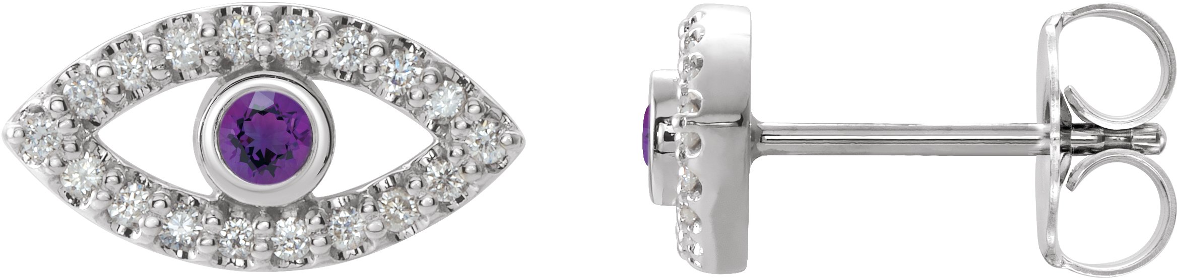 14K White Amethyst and White Sapphire Earrings Ref. 15594017