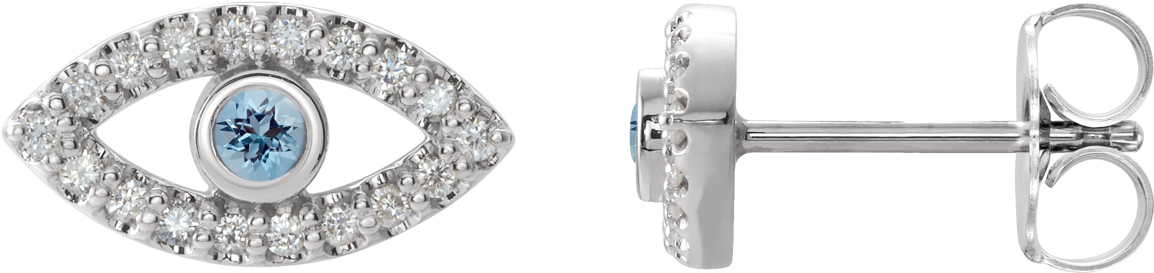 Platinum Aquamarine and White Sapphire Earrings Ref. 15594046