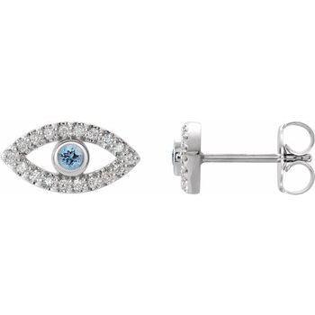 Sterling Silver Aquamarine and White Sapphire Earrings Ref. 15594058