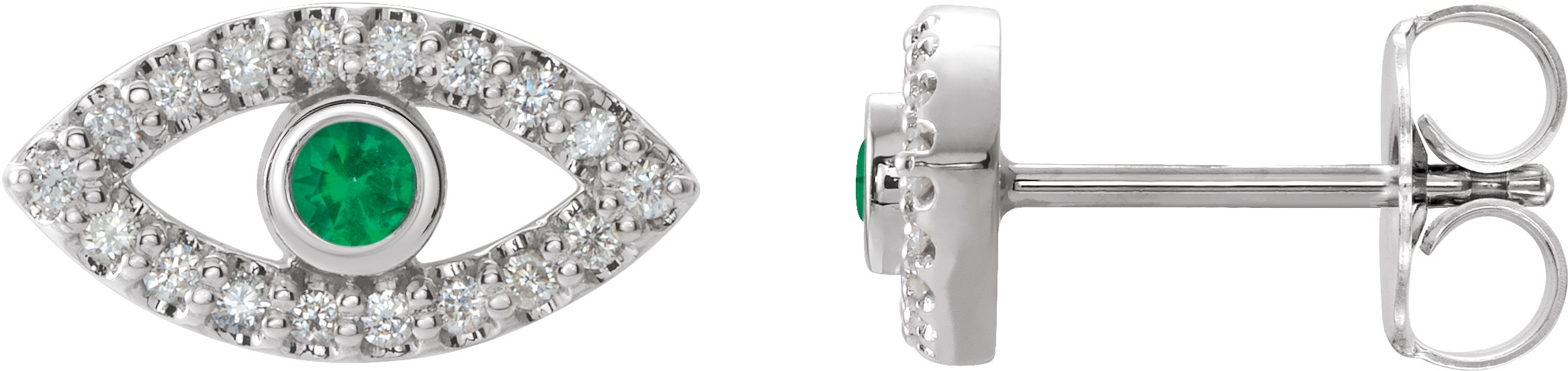 14K White Emerald and White Sapphire Earrings Ref. 15594024