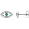 Sterling Silver Emerald and White Sapphire Earrings Ref. 15594060