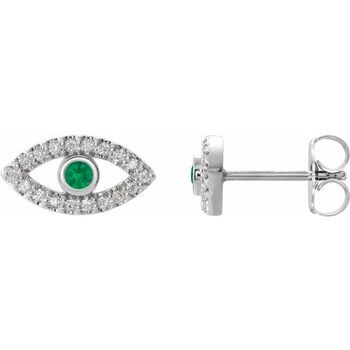Platinum Emerald and White Sapphire Earrings Ref. 15594048
