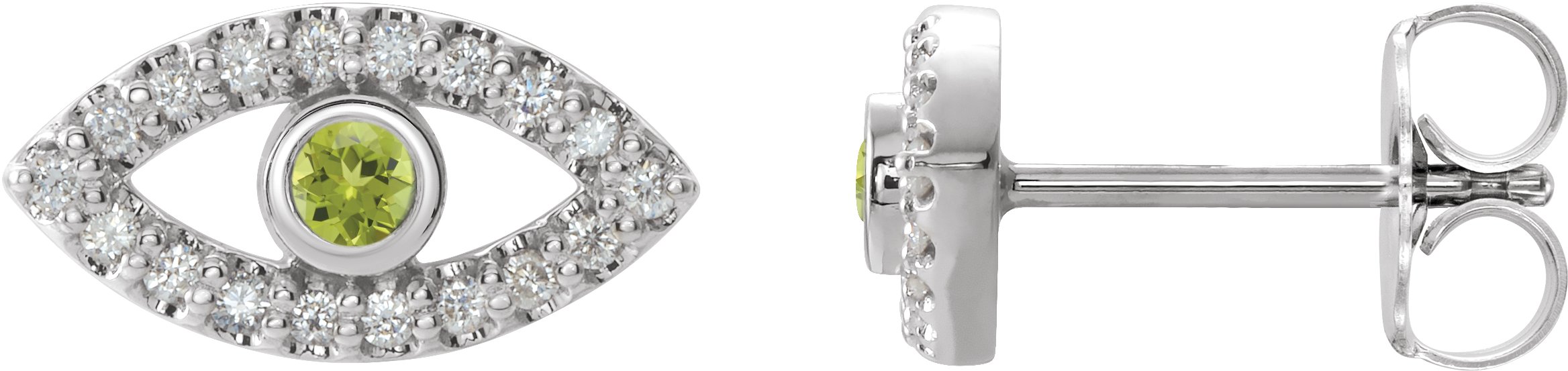 Sterling Silver Peridot and White Sapphire Earrings Ref. 15594055