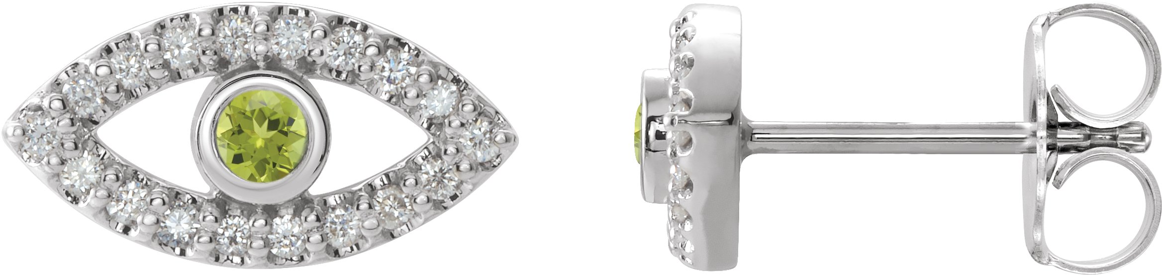 14K White Peridot and White Sapphire Earrings Ref. 15594019