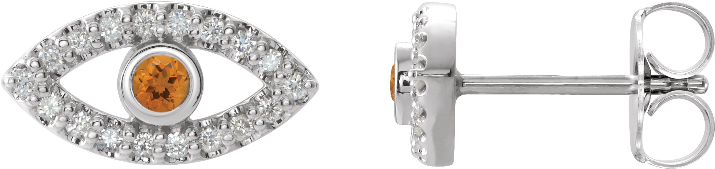 Platinum Citrine and White Sapphire Earrings Ref. 15594045