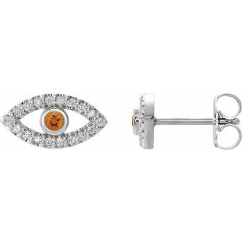 Sterling Silver Citrine and White Sapphire Earrings Ref. 15594057
