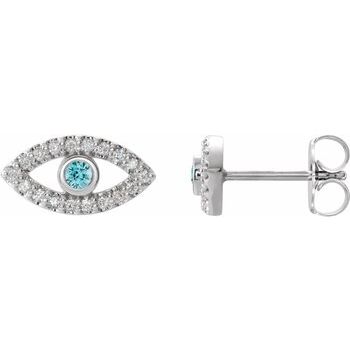 Sterling Silver Blue Zircon and White Sapphire Earrings Ref. 15594054