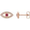14K Rose Ruby and White Sapphire Earrings Ref. 15594038