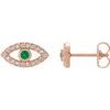 14K Rose Emerald and White Sapphire Earrings Ref. 15594036