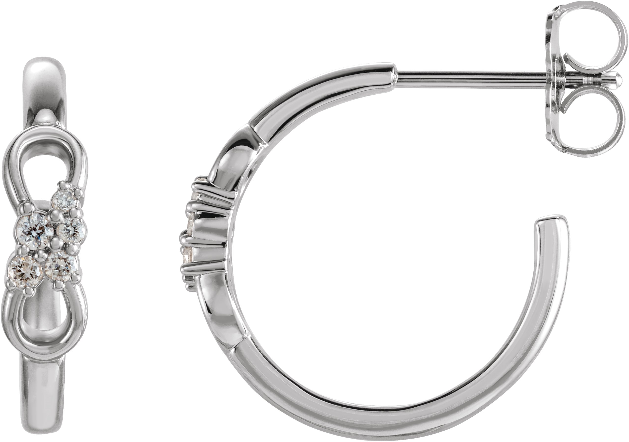 14K White .08 CTW Diamond Infinity-Inspired Hoop Earrings