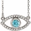 Sterling Silver Zircon and White Sapphire Evil Eye 16 inch Necklace Ref. 14866503