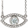 14K White Sapphire Evil Eye 16 inch Necklace Ref. 14866526