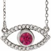14K White Ruby and White Sapphire Evil Eye 18 inch Necklace Ref. 14901673