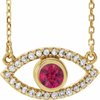 14K Yellow Ruby and White Sapphire Evil Eye 16 inch Necklace Ref. 14866543