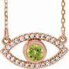 14K Rose Peridot and White Sapphire Evil Eye 18 inch Necklace Ref. 14901678