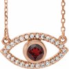 14K Rose Garnet Mozambique and White Sapphire Evil Eye 16 inch Necklace Ref. 14866488