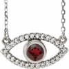 Sterling Silver Garnet Mozambique and White Sapphire Evil Eye 16 inch Necklace Ref. 14866517