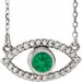 14K White Natural Emerald & Natural White Sapphire Evil Eye 18