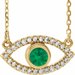 14K Yellow Natural Emerald & Natural White Sapphire Evil Eye 18