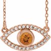 14K Rose Citrine and White Sapphire Evil Eye 18 inch Necklace Ref. 14901626