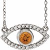 Sterling Silver Citrine and White Sapphire Evil Eye 16 inch Necklace Ref. 14866502