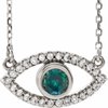 Sterling Silver Alexandrite and White Sapphire Evil Eye 16 inch Necklace Ref. 14866495