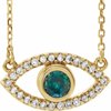 14K Yellow Alexandrite and White Sapphire Evil Eye 16 inch Necklace Ref. 14866541