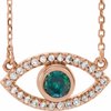 14K Rose Alexandrite and White Sapphire Evil Eye 16 inch Necklace Ref. 14866534
