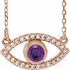 14K Rose Amethyst and White Sapphire Evil Eye 16 inch Necklace Ref. 14866489